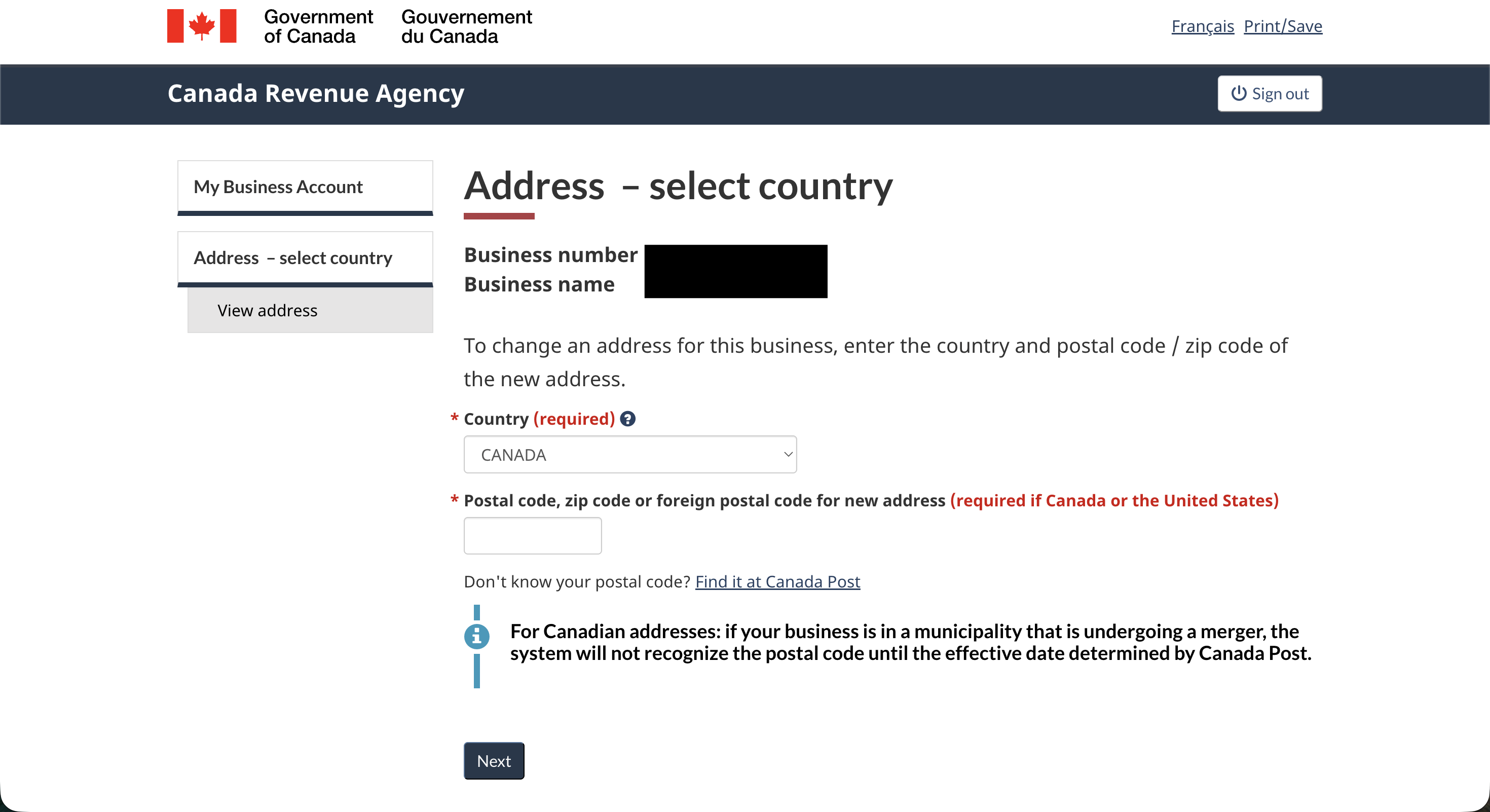 Address edit form with new address fields