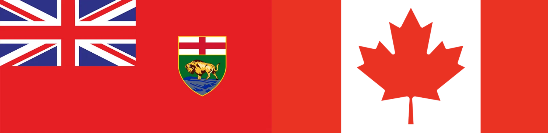 Manitoba flag beside a Canadian flag