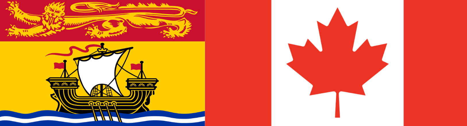 New Brunswick flag beside a Canadian flag