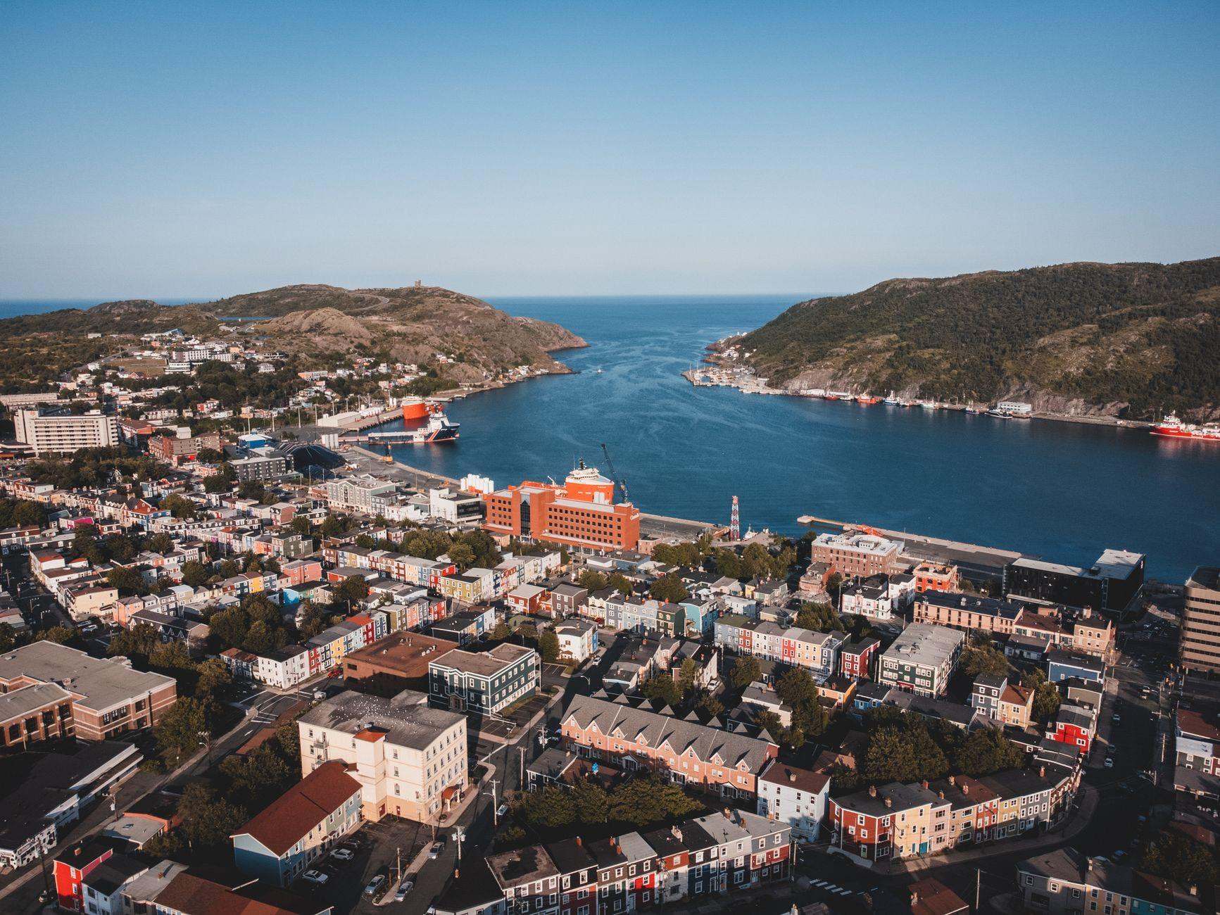 St. John's city and harbour viewed from above