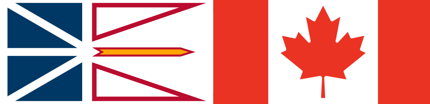 Newfoundland and Labrador flag beside a Canadian flag