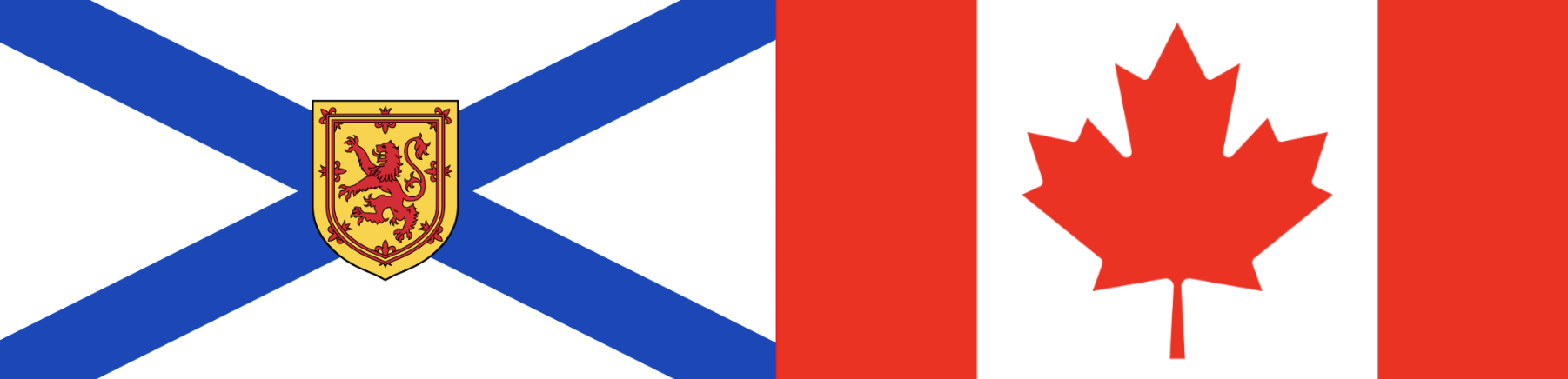 Nova Scotia flag beside a Canadian flag