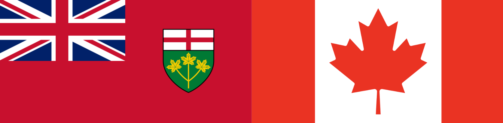 Ontario flag beside a Canadian flag