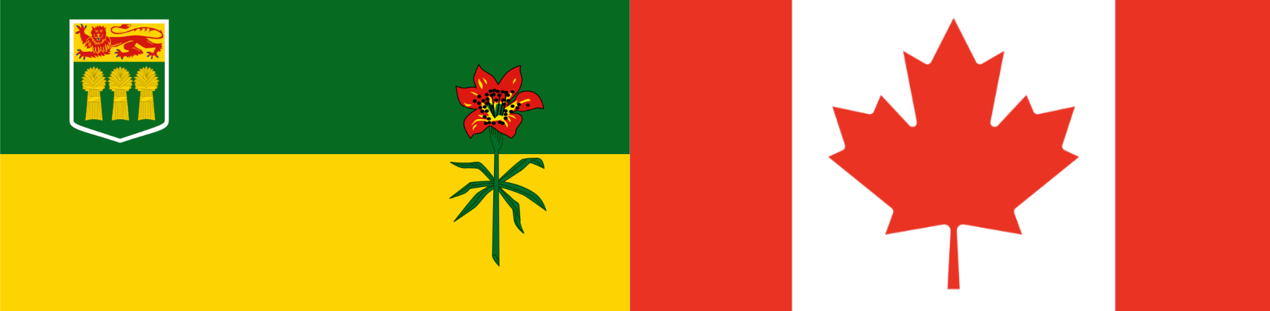 Saskatchewan flag beside a Canadian flag